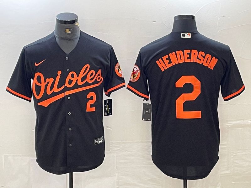 Men Baltimore Orioles #2 Henderson Black 2024 Nike Game MLB Jersey style 1